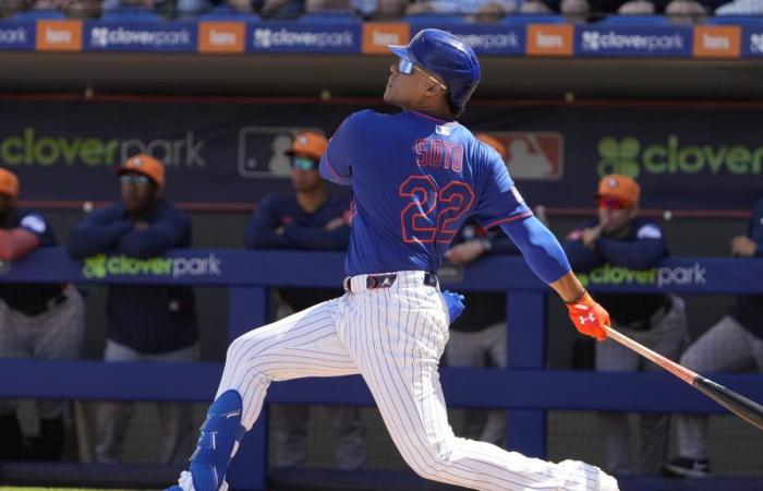 Juan
      Soto
      hits
      a
      426-foot
      home
      run
      in
      his
      first
      at-bat
      for
      the
      New
      York
      Mets - Iqraa news